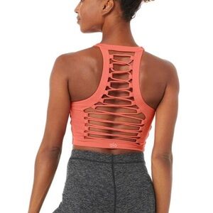 ALO Yoga 2 Piece Airlift High Waist Legging & Cropped Tank Medium Salmon EUC